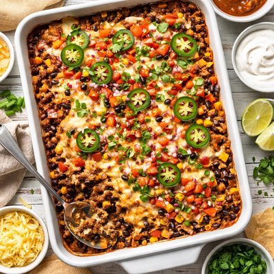 Image of Cheesy Beef and Bean Casserole