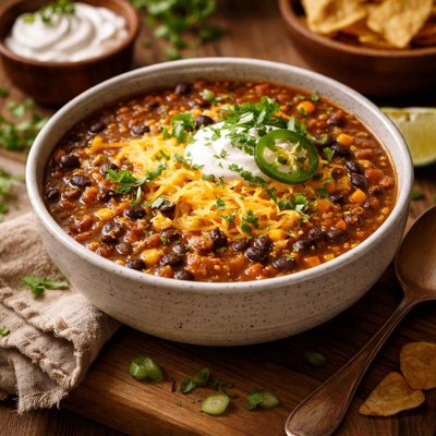 Image of Cheesy Black Bean Soup