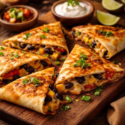 Image of Cheesy Black Bean Triangles