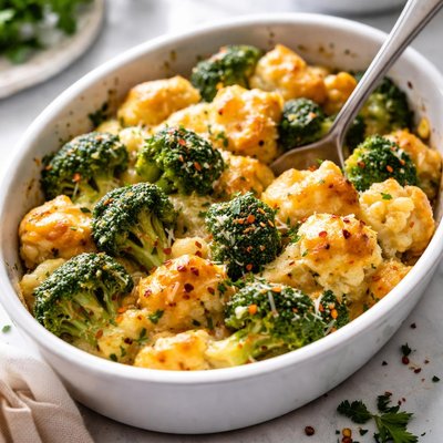 Image of Cheesy Broccoli and Cauliflower
