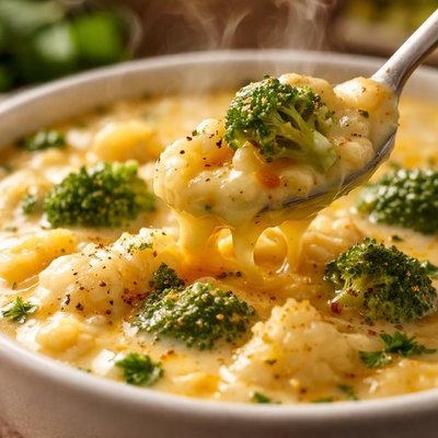 Image of Cheesy Broccoli Cauliflower Soup