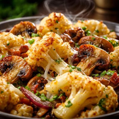 Image of Cheesy Cauliflower and Mushroom Salad
