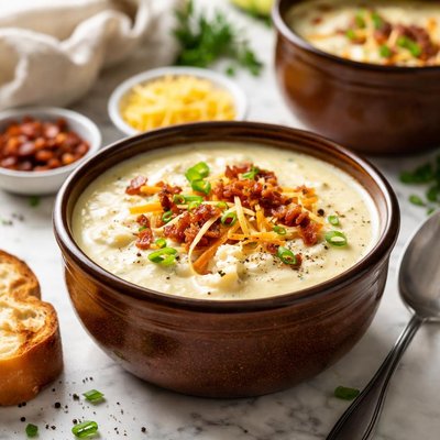 Image of Cheesy Cauliflower Soup Crock Pot Slow Cooker