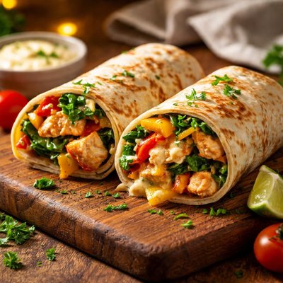 Image of Cheesy Chicken and Veggie Wrap