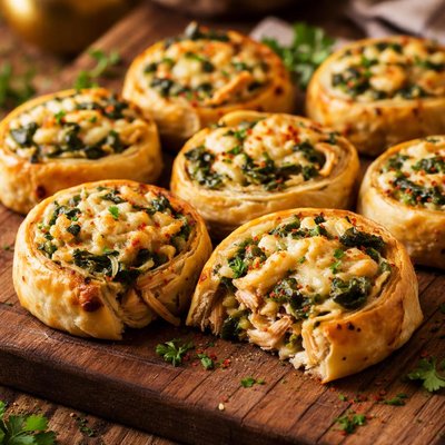 Image of Cheesy Chicken N Spinach Pinwheels