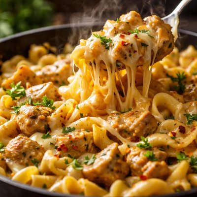 Image of Cheesy Chicken Noodle Skillet