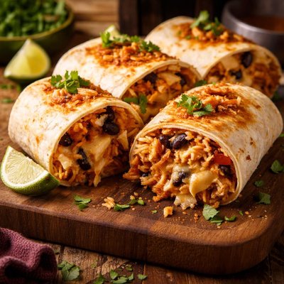 Image of Cheesy Chicken Rice Burritos