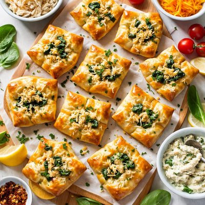 Image of Cheesy Chicken Spinach Appetizer Puffs