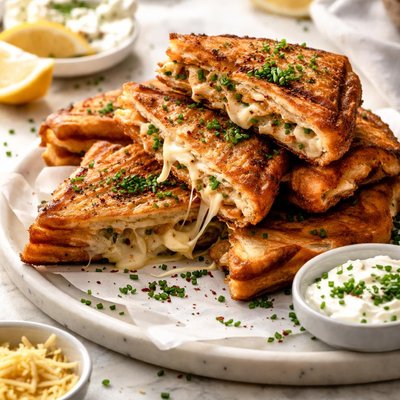 Image of Cheesy Chive and Onion Toasties Jaffles
