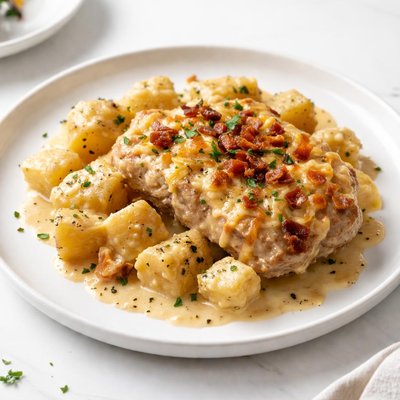 Image of Cheesy Chops and Potatoes Crock Pot