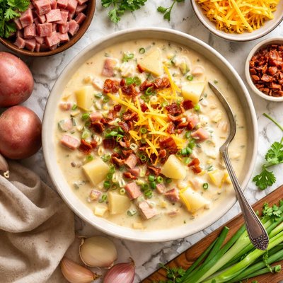 Image of Cheesy Creamy Ham and Potato Soup