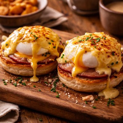 Image of Cheesy Eggs Benedict