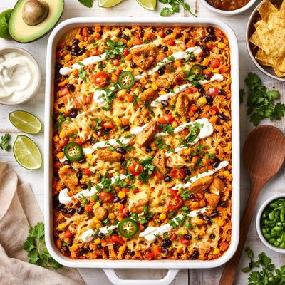 Image of Cheesy Fiesta Chicken and Rice Bake