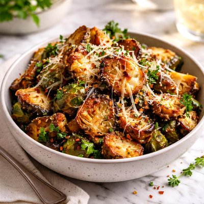 Image of Cheesy Fried Brussels Sprouts