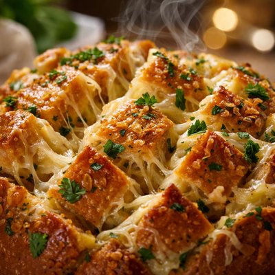 Image of Vegan Cheesy Garlic Herb Pull Apart Bread