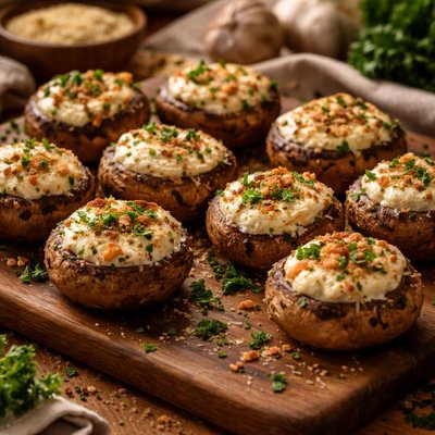Image of Cheesy Garlic Stuffed Mushrooms