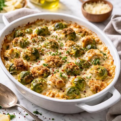 Image of Cheesy Gratin of Brussels Sprouts