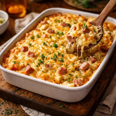Image of Cheesy Ham and Potato Casserole
