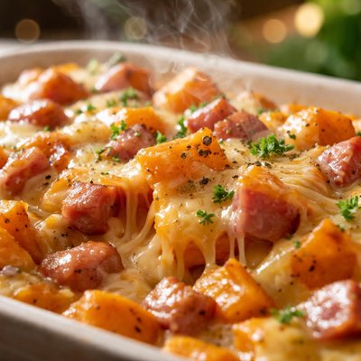 Image of Cheesy Ham and Sweet Potato Casserole