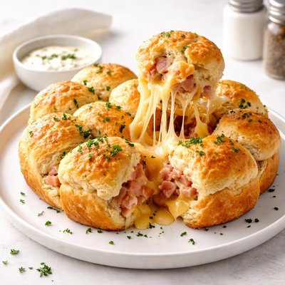 Image of Cheesy Ham Biscuit Pull Aparts