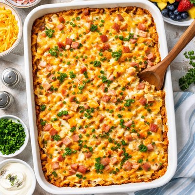 Image of Cheesy Ham N Hash Browns Casserole