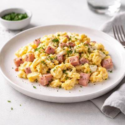Image of Cheesy Ham Scrambled Eggs