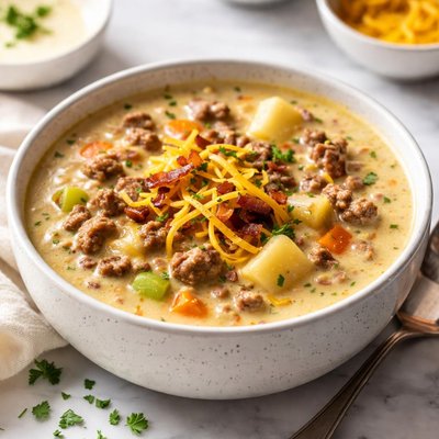 Image of Cheesy Hamburger Soup Ww