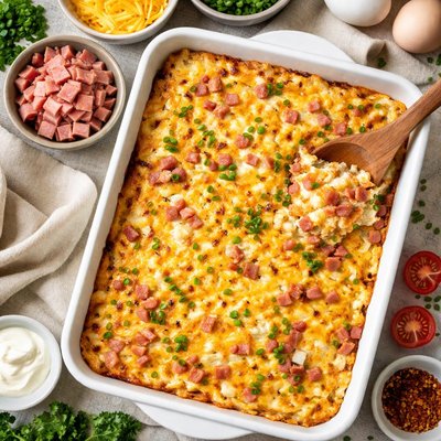 Image of Cheesy Hash Browns with Ham