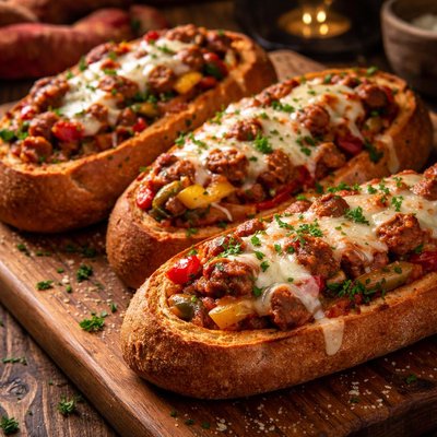 Image of Cheesy Italian Sausage Pepper Loaves