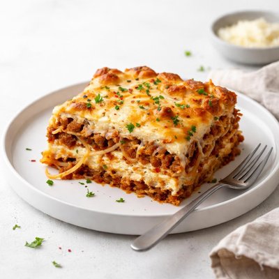 Image of Cheesy Layered Baked Spaghetti Casserole