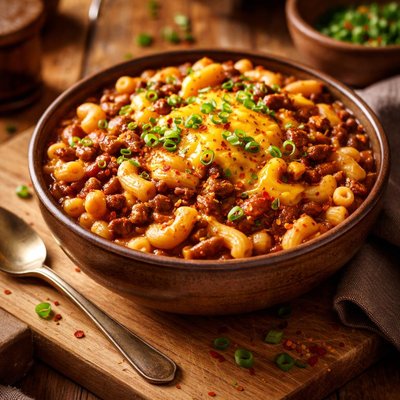 Image of Cheesy Macaroni Chili