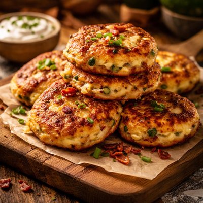 Image of Cheesy Mashed Potato Patties with Bacon 5fix