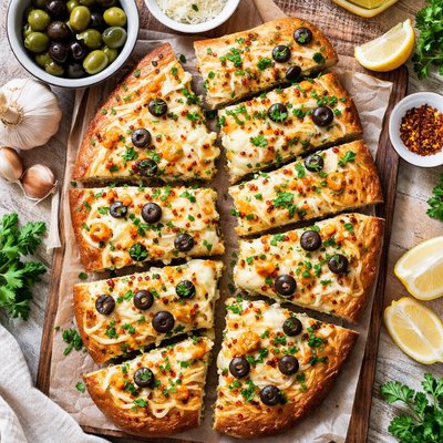 Image of Cheesy Olive Garlic Bread