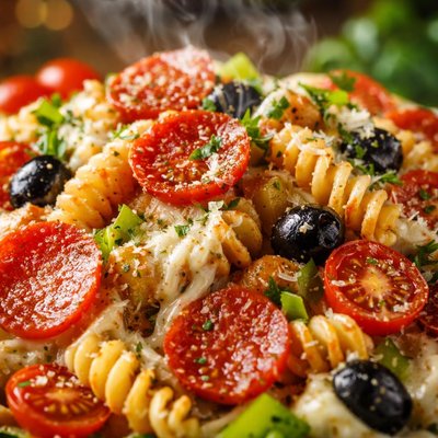 Image of Cheesy Pepperoni Pasta Pizza Salad