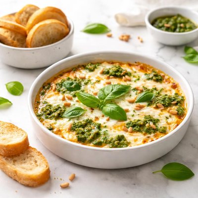 Image of Cheesy Pesto Dip for Unexpected Guests