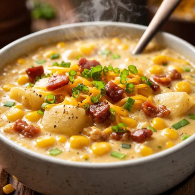 Image of Cheesy Potato and Corn Chowder