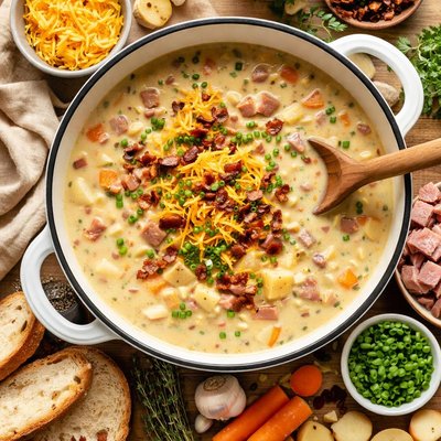 Image of Cheesy Potato Ham Soup
