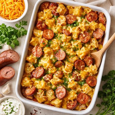 Image of Cheesy Potatoes with Smoked Sausage
