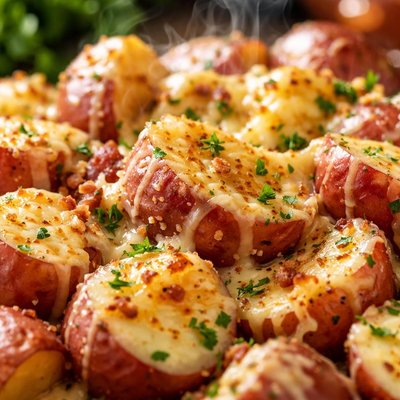 Image of Cheesy Red Bliss Garlic Potatoes