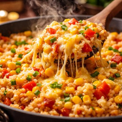 Image of Cheesy Rice Corn Skillet