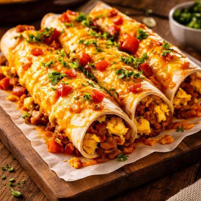 Image of Cheesy Sausage and Egg Enchiladas