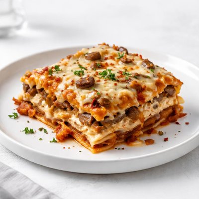 Image of Cheesy Sausage Mushroom Lasagna