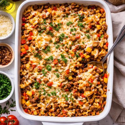 Image of Cheesy Sausage Rotini Casserole