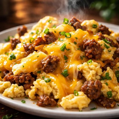 Image of Cheesy Sausage Scrambled Eggs