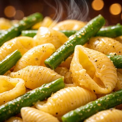 Image of Cheesy Shells and Green Beans