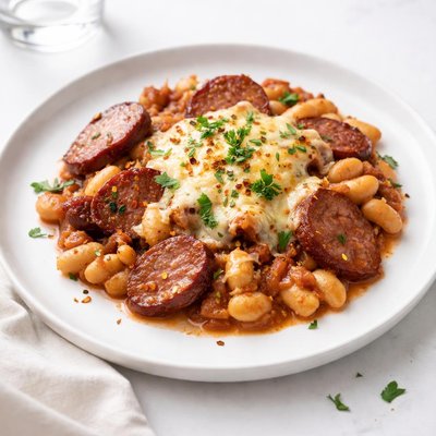 Image of Cheesy Smoked Sausage and Beans
