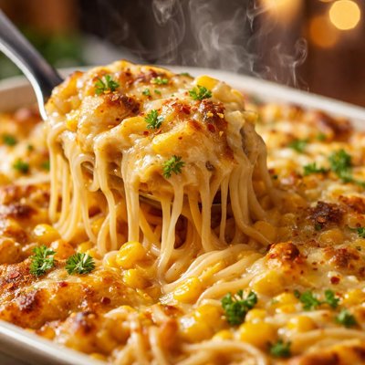 Image of Cheesy Spaghetti Corn Casserole