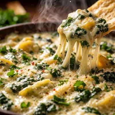 Image of Cheesy Spinach Artichoke Dip
