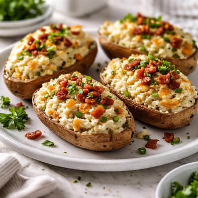 Image of Vegan Cheesy Stuffed Potatoes