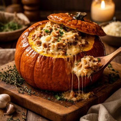 Image of Cheesy Stuffed Pumpkin